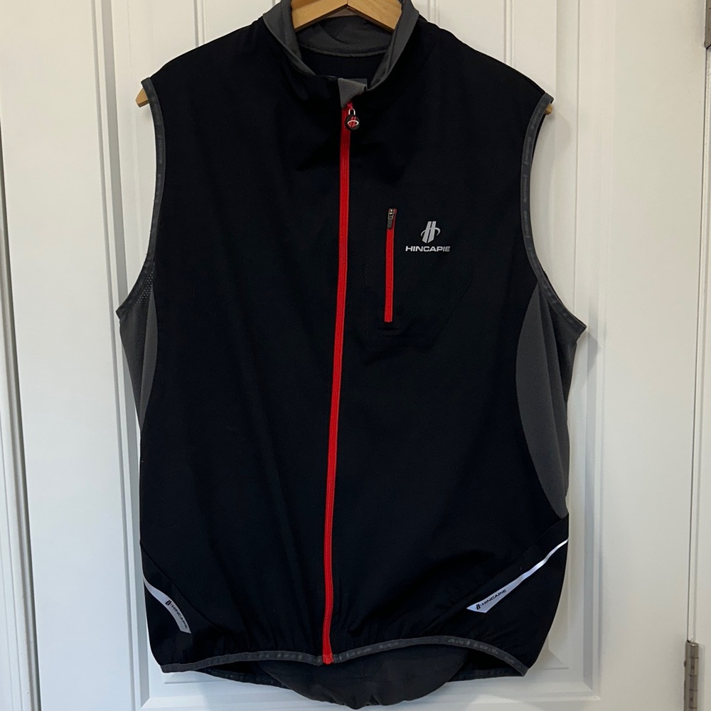 Hincapie Men’s Tour LTX Black and Red Zipper Performance Bike Vest Size XL